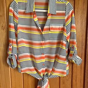 Mine Multicolor Striped Button Down Shirt, size small